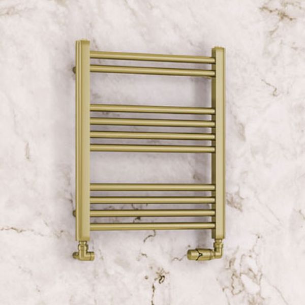 Eastbrook Wendover 600 x 500 Straight Brushed Brass Towel Rail