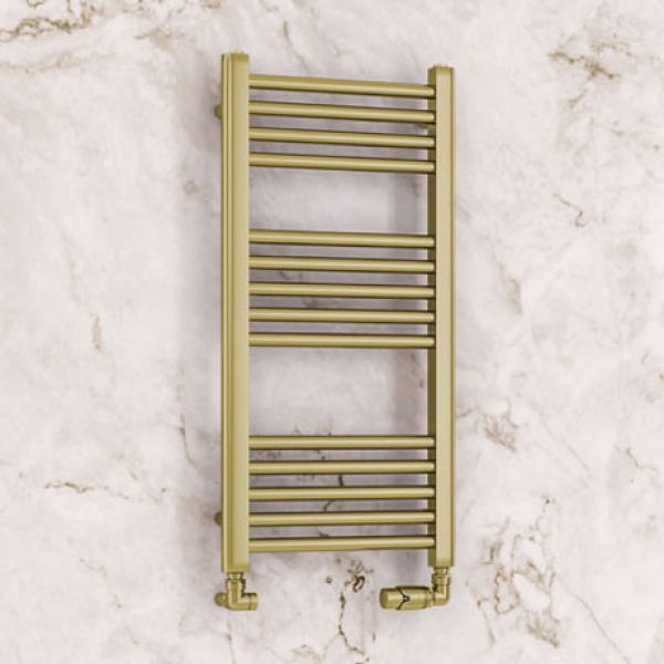Eastbrook Wendover 800 x 400 Straight Brushed Brass Towel Rail