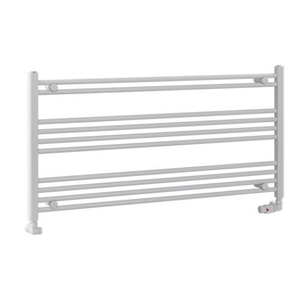 Eastbrook Wendover 600 x 1200mm Wide Horizontal Straight Gloss White Towel Rail