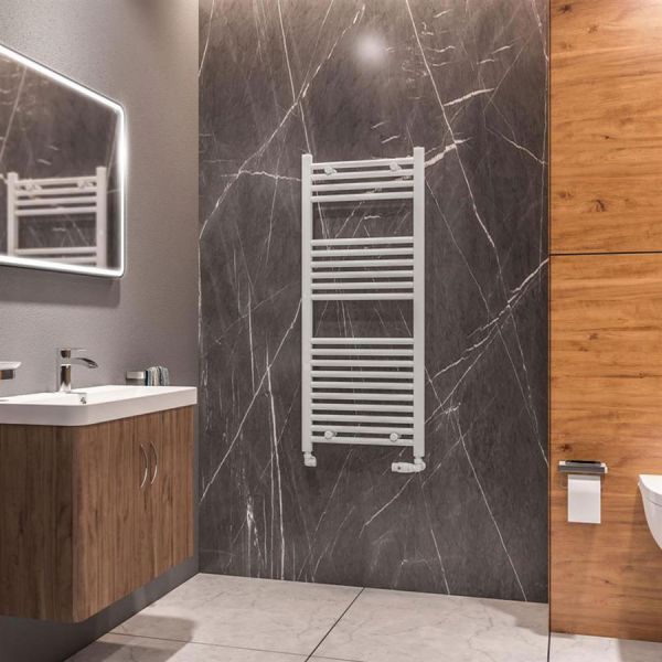 Eastbrook Westward 1200 x 500 Straight WHITE GLOSS Towel Rail #2
