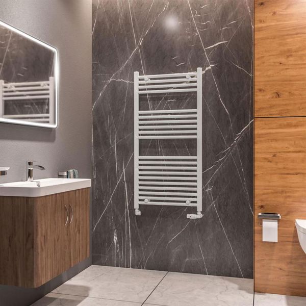 Eastbrook Westward 1200 x 600 Straight WHITE GLOSS Towel Rail #2