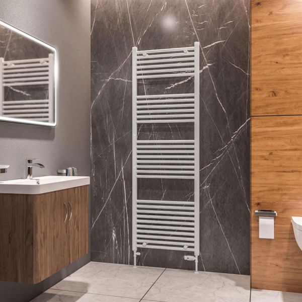 Eastbrook Westward 1800 x 600 Straight WHITE GLOSS Towel Rail #2