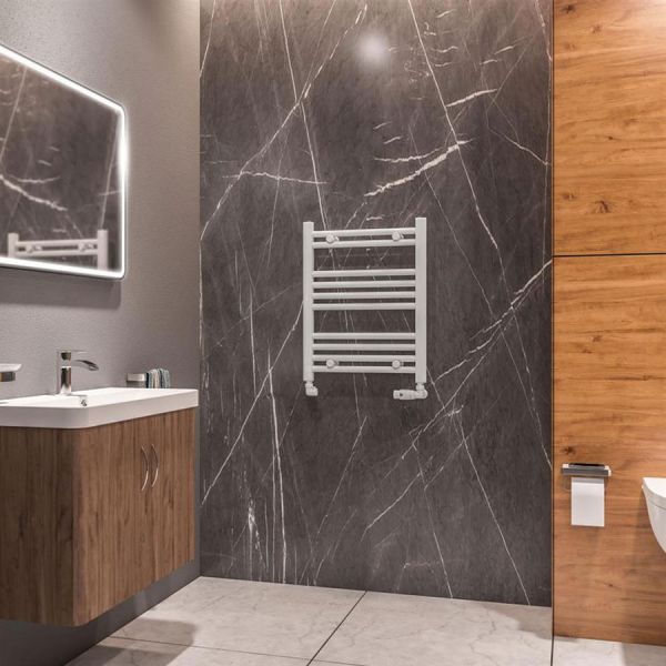 Eastbrook Westward 600 x 500 Straight WHITE GLOSS Towel Rail #2