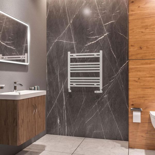 Eastbrook Westward 600 x 600 Straight WHITE GLOSS Towel Rail #2