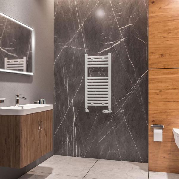 Eastbrook Westward 800 x 400 Straight WHITE GLOSS Towel Rail #2