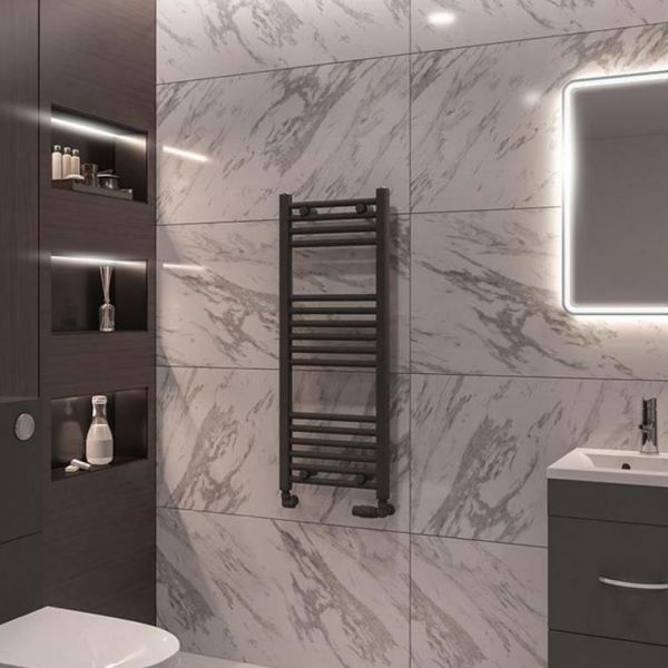 Eastbrook Wingrave 1000 x 400 Straight Anthracite Towel Rail #2