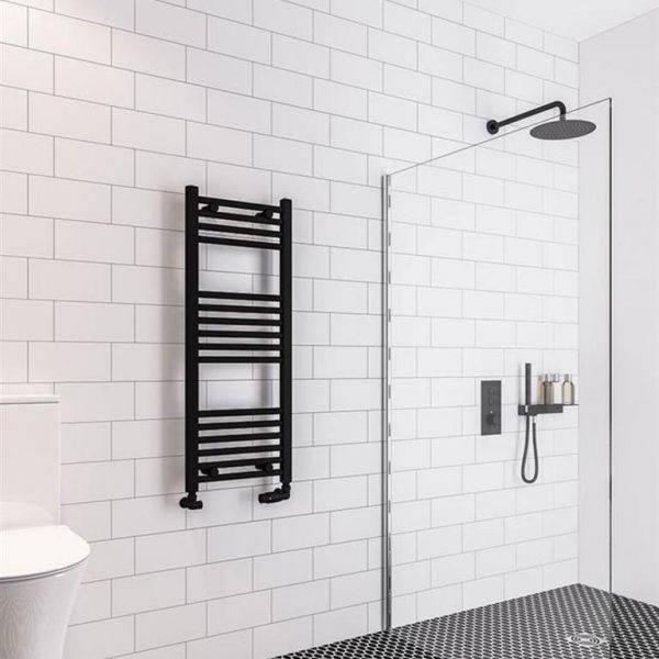 Eastbrook Wingrave 1000 x 400 Straight Matt Black Towel Rail #2
