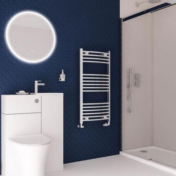 Eastbrook Wingrave 1000 x 500 Curved Chrome Towel Rail #2