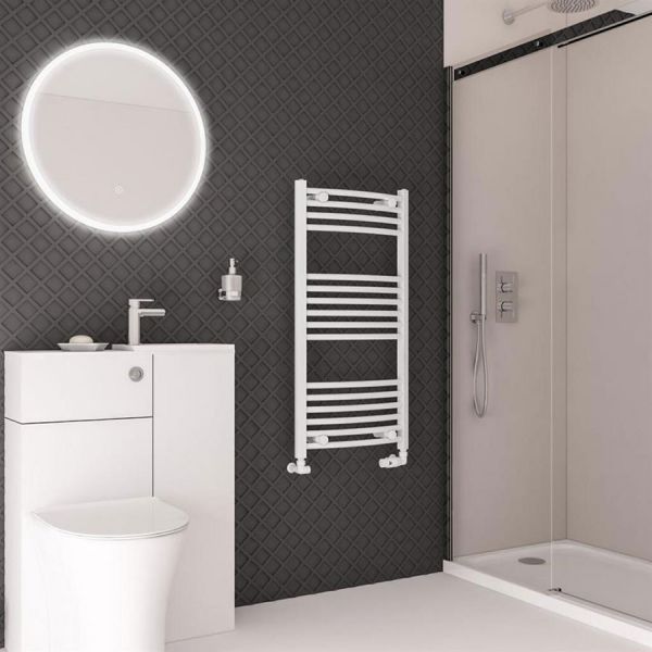Eastbrook Wingrave 1000 x 500 Curved Gloss White Towel Rail #2