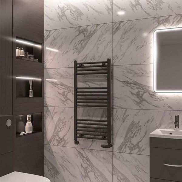 Eastbrook Wingrave 1000 x 500 Straight Anthracite Towel Rail #2
