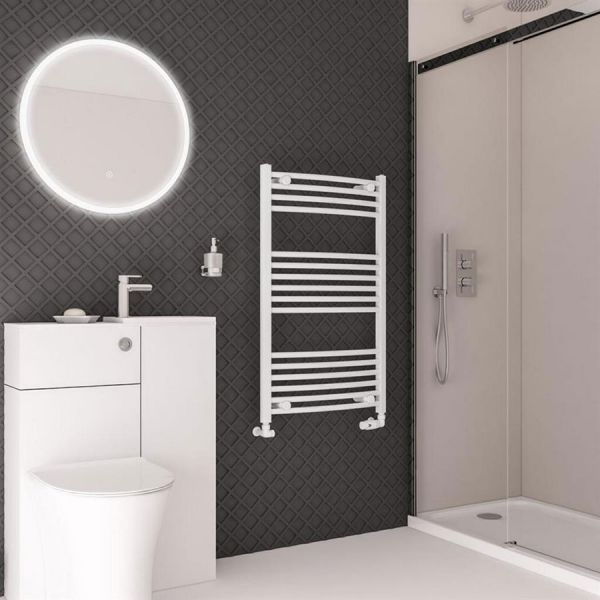 Eastbrook Wingrave 1000 x 600 Curved Gloss White Towel Rail #2