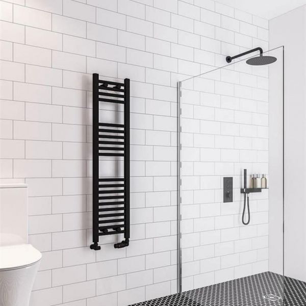 Eastbrook Wingrave 1200 x 300 Straight Matt Black Towel Rail #2