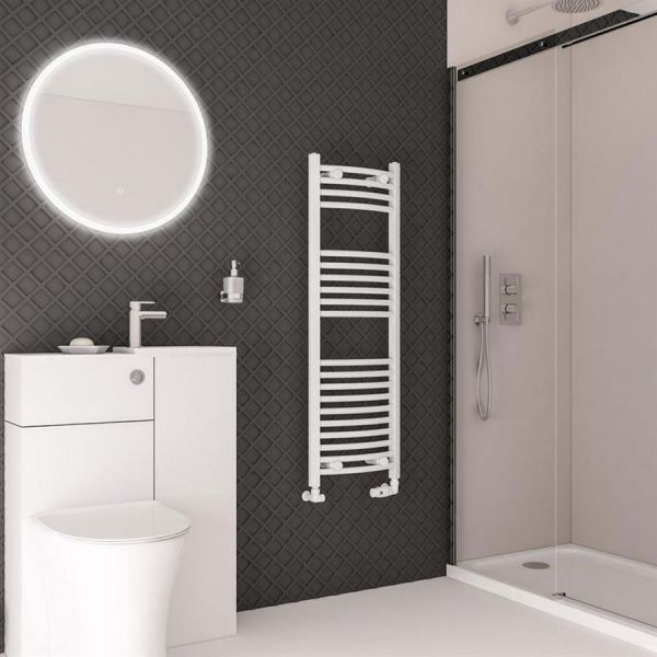 Eastbrook Wingrave 1200 x 400 Curved Gloss White Towel Rail #2