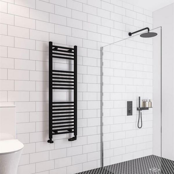 Eastbrook Wingrave 1200 x 400 Straight Matt Black Towel Rail #2