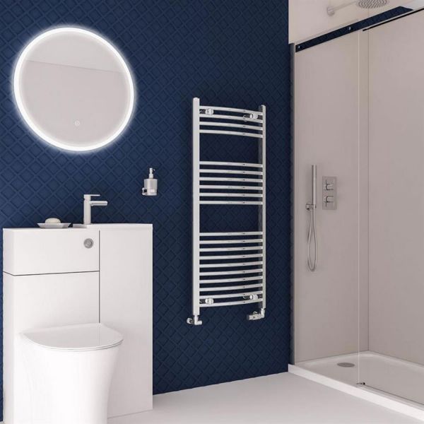 Eastbrook Wingrave 1200 x 500 Curved Chrome Towel Rail #2