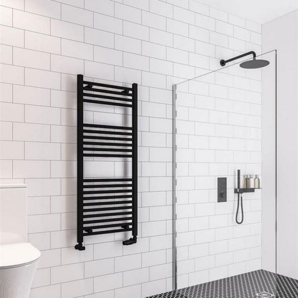 Eastbrook Wingrave 1200 x 500 Straight Matt Black Towel Rail #2