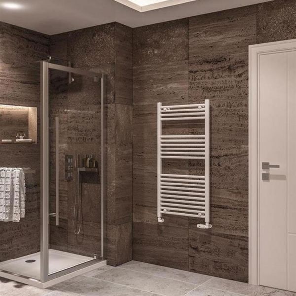 Eastbrook Wingrave 1200 x 600 Straight Gloss White Towel Rail #2