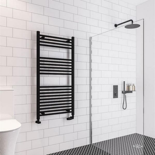 Eastbrook Wingrave 1200 x 600 Straight Matt Black Towel Rail #2