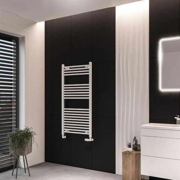 Eastbrook Wingrave 1200 x 600 Straight Matt White Towel Rail #2