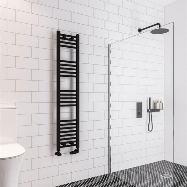 Eastbrook Wingrave 1400 x 300 Straight Matt Black Towel Rail #2