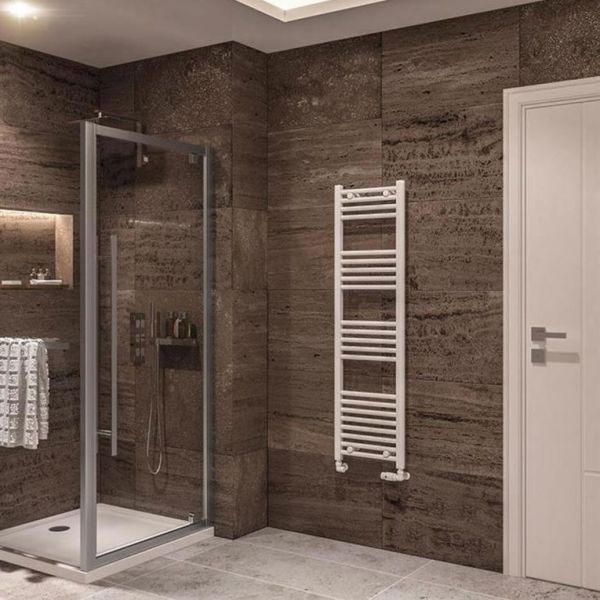 Eastbrook Wingrave 1400 x 400 Straight Gloss White Towel Rail #2