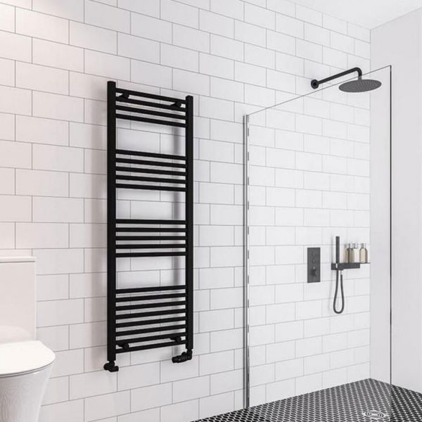 Eastbrook Wingrave 1400 x 500 Straight Matt Black Towel Rail #2