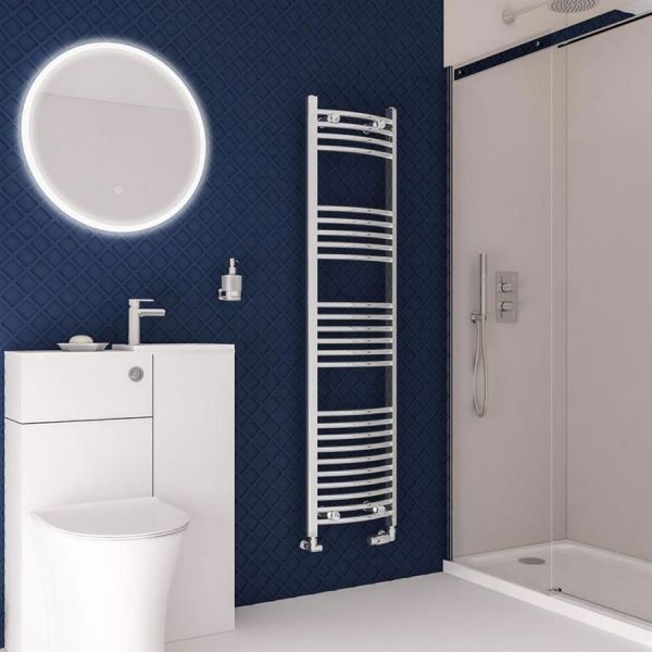 Eastbrook Wingrave 1600 x 400 Curved Chrome Towel Rail #2