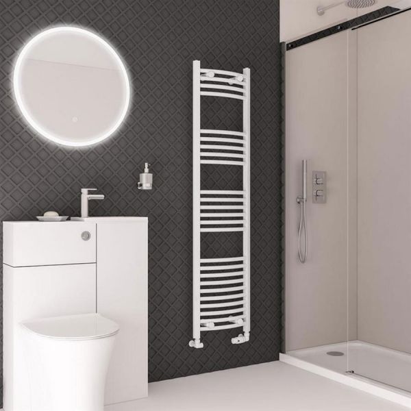 Eastbrook Wingrave 1600 x 400 Curved Gloss White Towel Rail #2