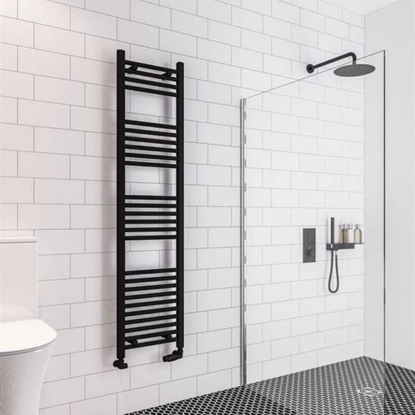 Eastbrook Wingrave 1600 x 400 Straight Matt Black Towel Rail #2