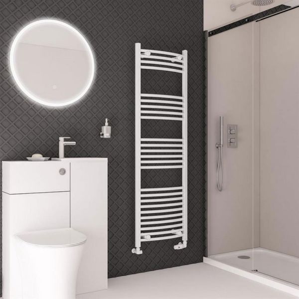 Eastbrook Wingrave 1600 x 500 Curved Gloss White Towel Rail #2