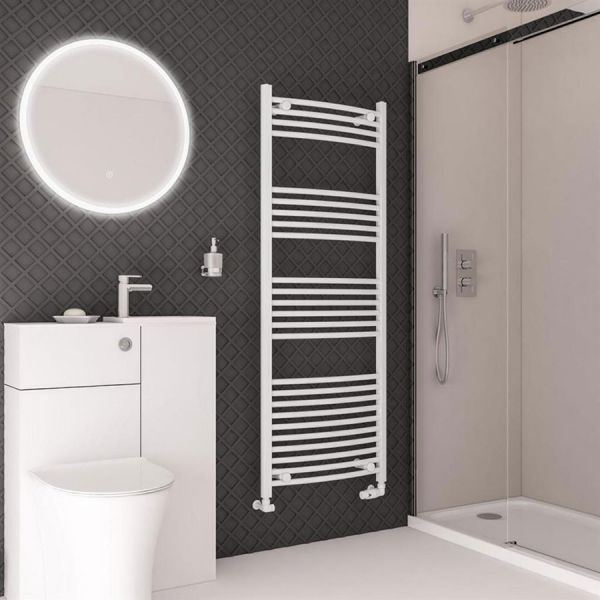 Eastbrook Wingrave 1600 x 600 Curved Gloss White Towel Rail #2
