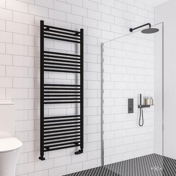 Eastbrook Wingrave 1600 x 600 Straight Matt Black Towel Rail #2