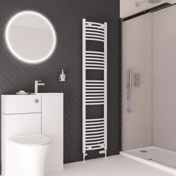 Eastbrook Wingrave 1800 x 400 Curved Gloss White Towel Rail #2
