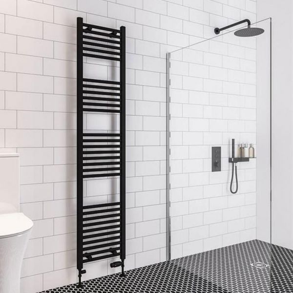 Eastbrook Wingrave 1800 x 400 Straight Matt Black Towel Rail #2