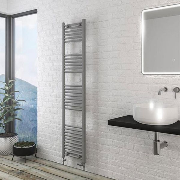 Eastbrook Wingrave 1800 x 400mm Straight Matt Grey Towel Rail #2
