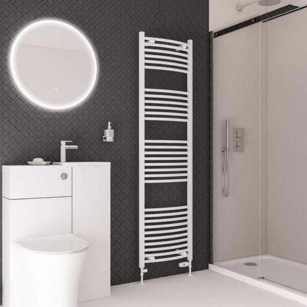 Eastbrook Wingrave 1800 x 500 Curved Gloss White Towel Rail #2