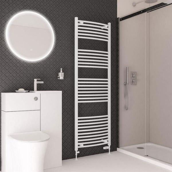 Eastbrook Wingrave 1800 x 600 Curved Gloss White Towel Rail #2