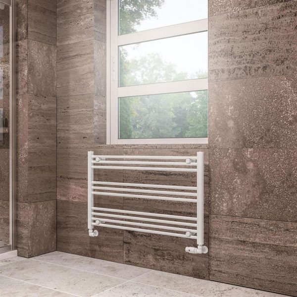Eastbrook Wingrave 600 x 1000mm Wide Horizontal Gloss White Towel Rail #2