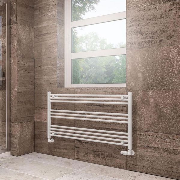 Eastbrook Wingrave 600 x 1200mm Wide Horizontal Gloss White Towel Rail #2