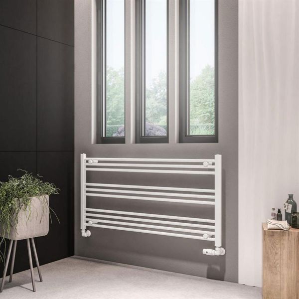Eastbrook Wingrave 600 x 1200mm Wide Horizontal Matt White Towel Rail #2