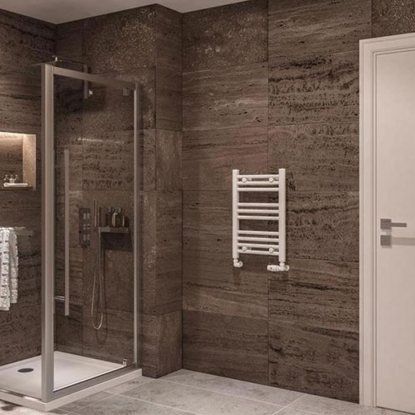 Eastbrook Wingrave 600 x 400 Straight Gloss White Towel Rail #2
