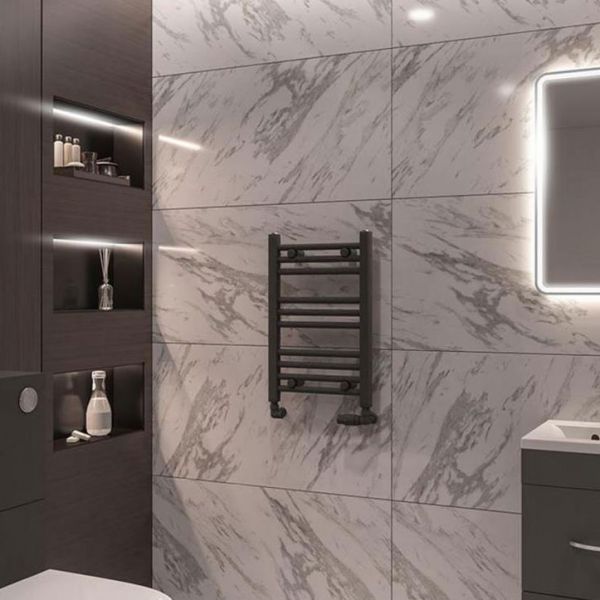Eastbrook Wingrave 600 x 400 Straight Anthracite Towel Rail #2