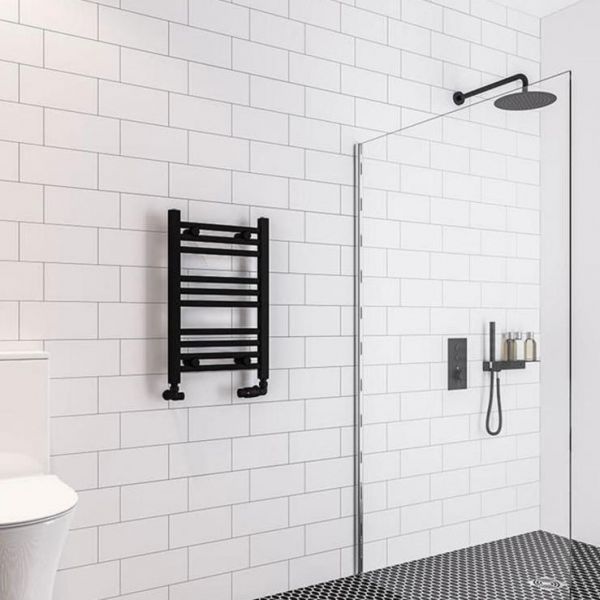 Eastbrook Wingrave 600 x 400 Straight Matt Black Towel Rail #2