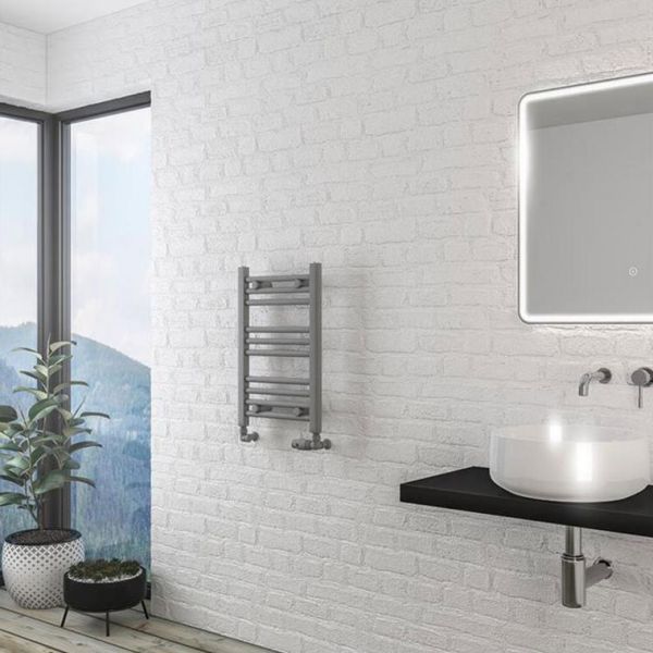 Eastbrook Wingrave 600 x 400mm Straight Matt Grey Towel Rail #2