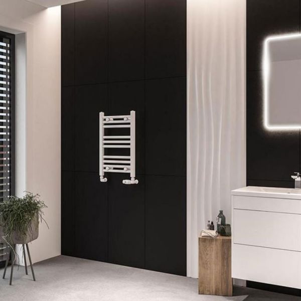 Eastbrook Wingrave 600 x 400 Straight Matt White Towel Rail #2