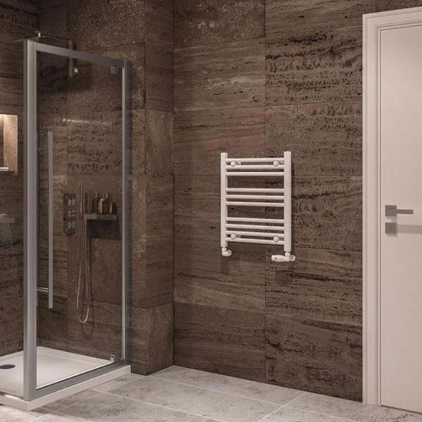 Eastbrook Wingrave 600 x 500 Straight Gloss White Towel Rail #2