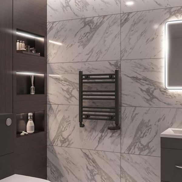 Eastbrook Wingrave 600 x 500 Straight Anthracite Towel Rail #2