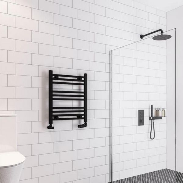 Eastbrook Wingrave 600 x 500 Straight Matt Black Towel Rail #2