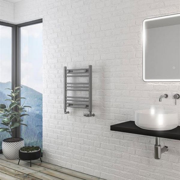 Eastbrook Wingrave 600 x 500mm Straight Matt Grey Towel Rail #2
