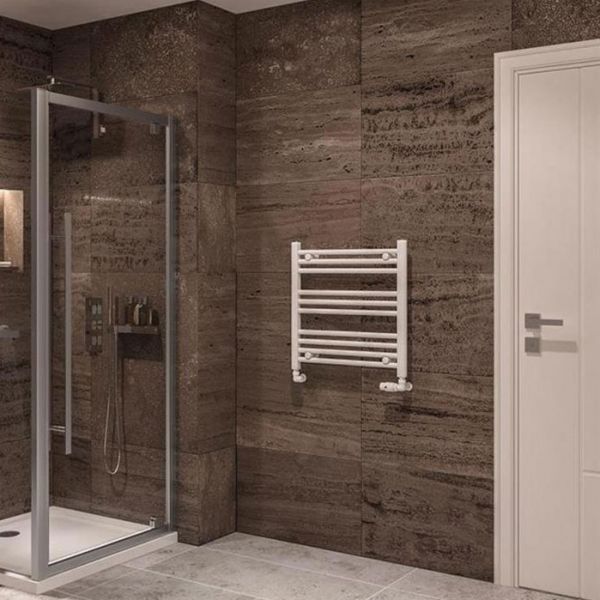 Eastbrook Wingrave 600 x 600 Straight Gloss White Towel Rail #2